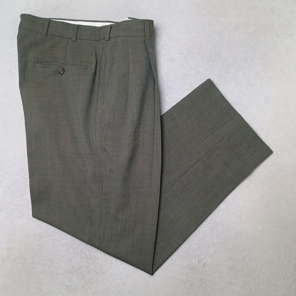 Brooks Brothers Pants Men 33x30 Gray Pleated Wool Straight Dress Suit Slacks USA